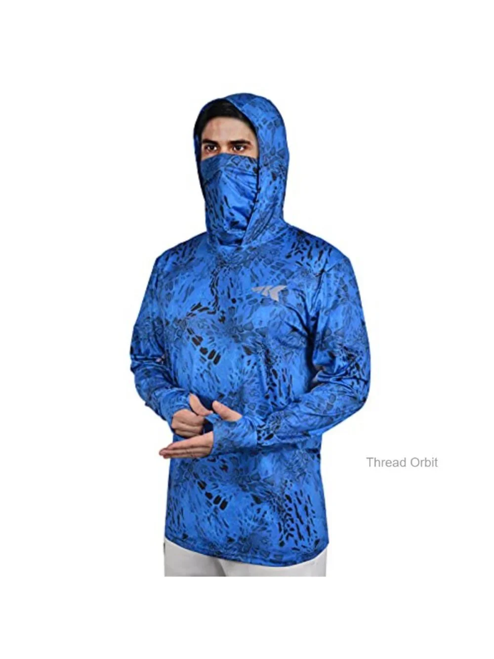 UPF 50 Long Sleeve Fishing Hoodie with Neck Gaiter Moisture-Wicking